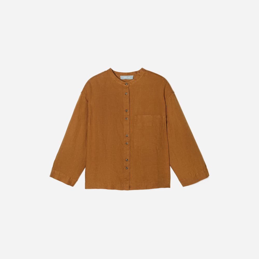 womens-linen-billow-blouse-tawny-brown | alt