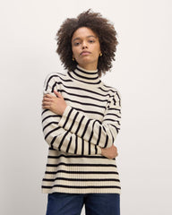 womens-cashmere-boxy-turtleneck-sweater-bone-black | primary