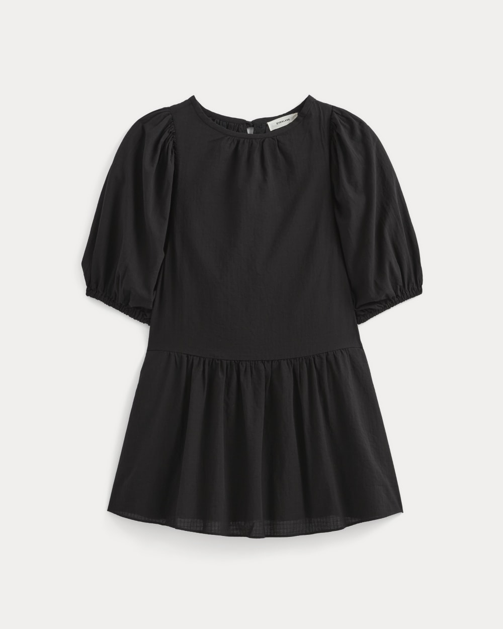 womens-gauze-puff-sleeve-mini-dress-black | alt