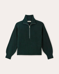 womens-felted-merino-halfzip-sweater-heather-scarab | alt