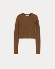 womens-cropped-crew-top-ultrafine-merino-heathered-toffee | alt