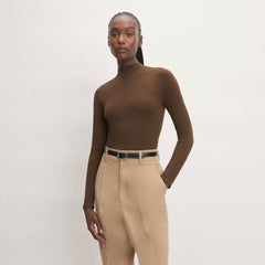 womens-supima-stretch-funnel-neck-tee-cocoa | primary