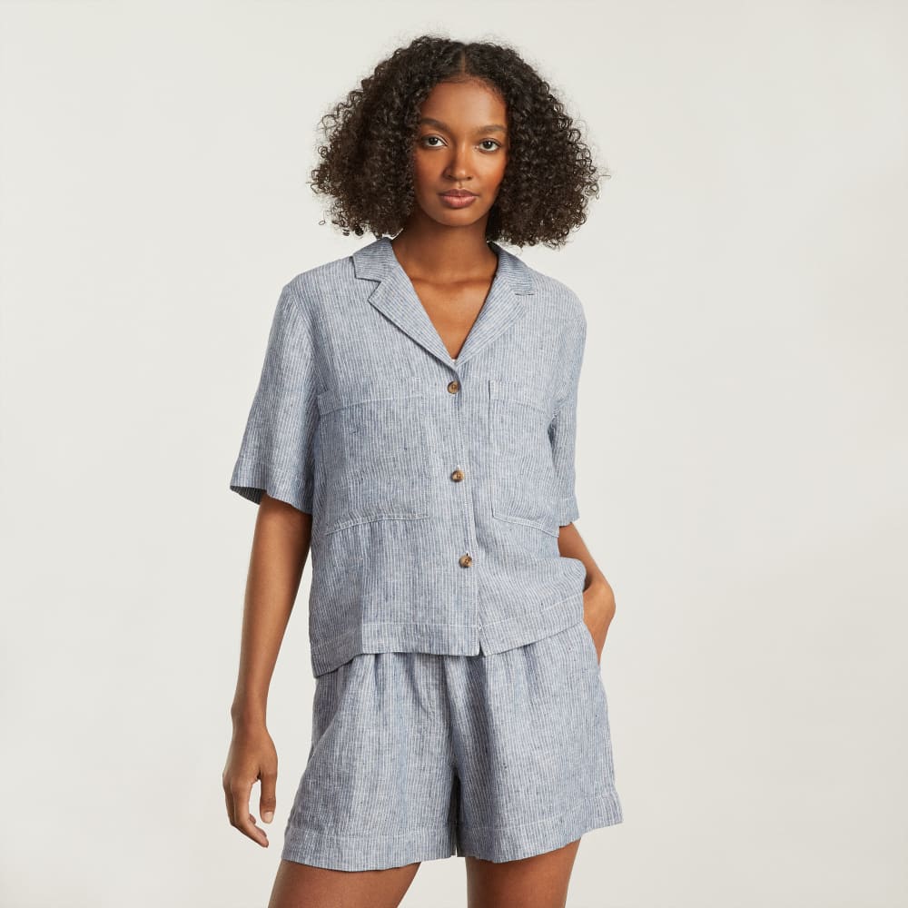 womens-linen-workwear-shirt-blue-pinstripe