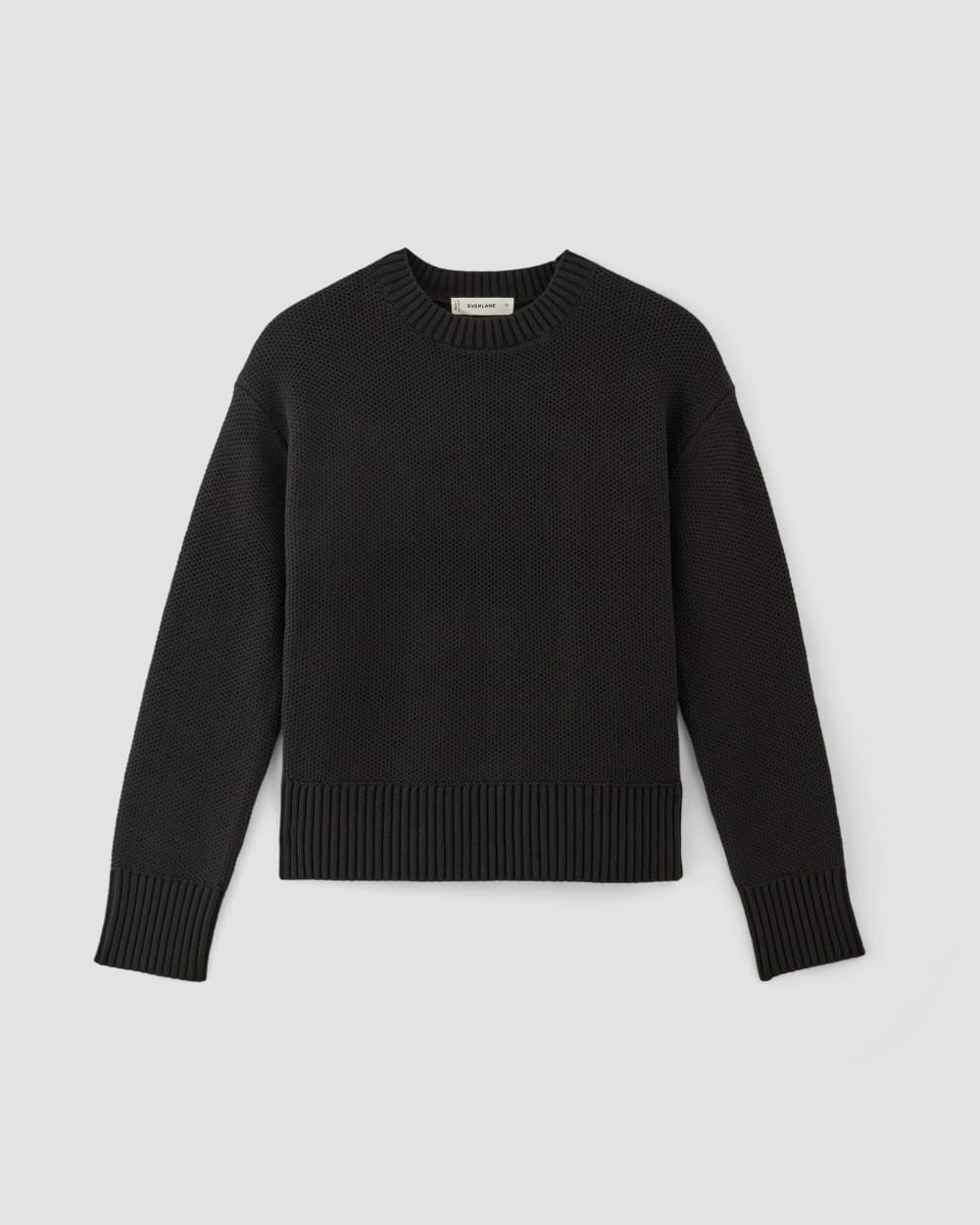 womens-cotton-honeycomb-square-crew-black | alt