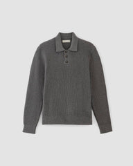 mens-cotton-chunky-rib-polo-hthr-charcoal | alt