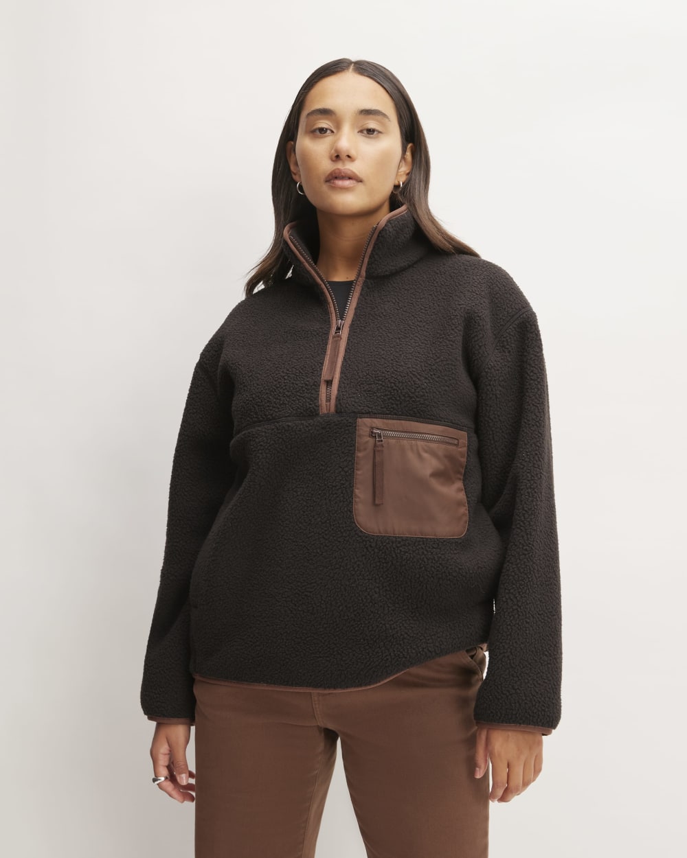 womens-renew-fleece-oversized-half-zip-black | primary