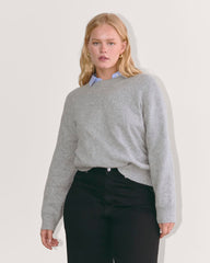 womens-luxe-cotton-cocoon-crew-sweater-heathered-grey | primary