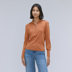womens-luxe-merino-half-zip-sweater-tawny-brown | primary