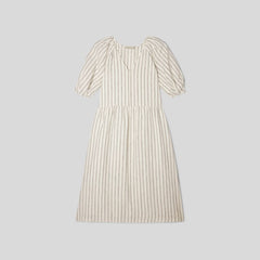 womens-linen-puff-sleeve-dress-black-canvas-tan | alt