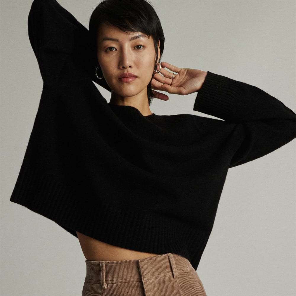 womens-recashmere-cropped-crew-sweater-black | primary