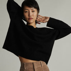womens-recashmere-cropped-crew-sweater-black | primary