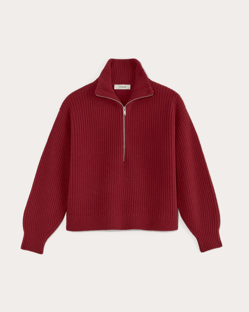 womens-felted-merino-halfzip-sweater-berry-red | alt