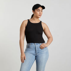 womens-cropped-pima-rib-tank-black | primary