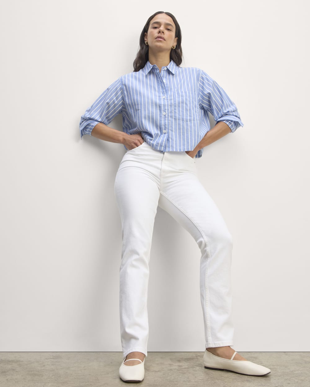 womens-silky-cttn-cropped-shirt-mariner-white | alt
