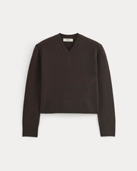 womens-cashmere-cropped-high-v-sweater-dark-chocolate | alt