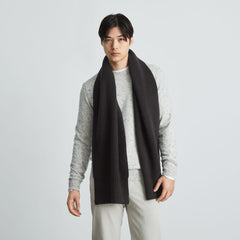 unisex-felted-merino-waffle-knit-scarf-black | primary