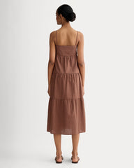 womens-gauze-tiered-dress-carob-brown-black-plaid