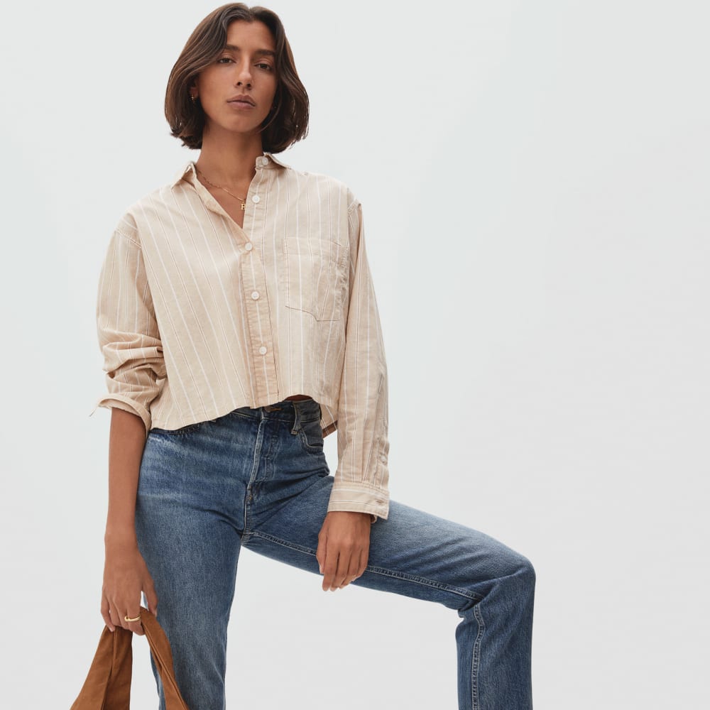 womens-silky-cttn-cropped-shirt-golden-brown-stripe | primary