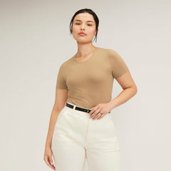 womens-supima-stretch-crew-neck-tee-tigers-eye | primary