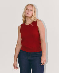 womens-cashmere-classic-sweater-tank-berry-red | primary