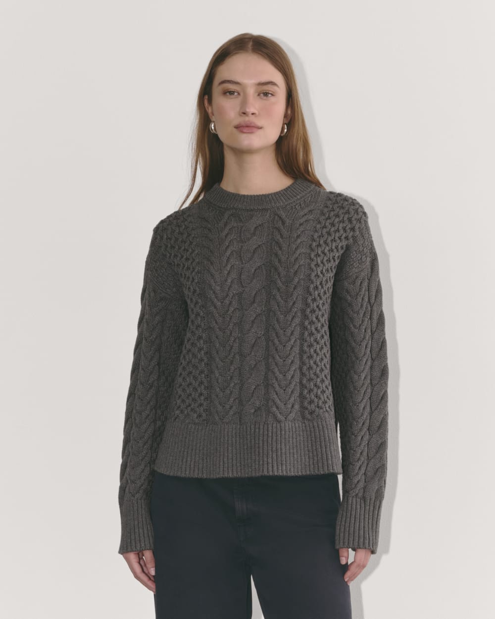 womens-organic-cotton-cable-crew-sweater-heathered-charcoal | primary