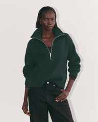 womens-felted-merino-halfzip-sweater-heather-scarab | primary