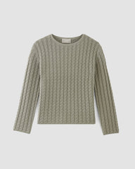 womens-cotton-merino-cable-crew-sage-green | alt