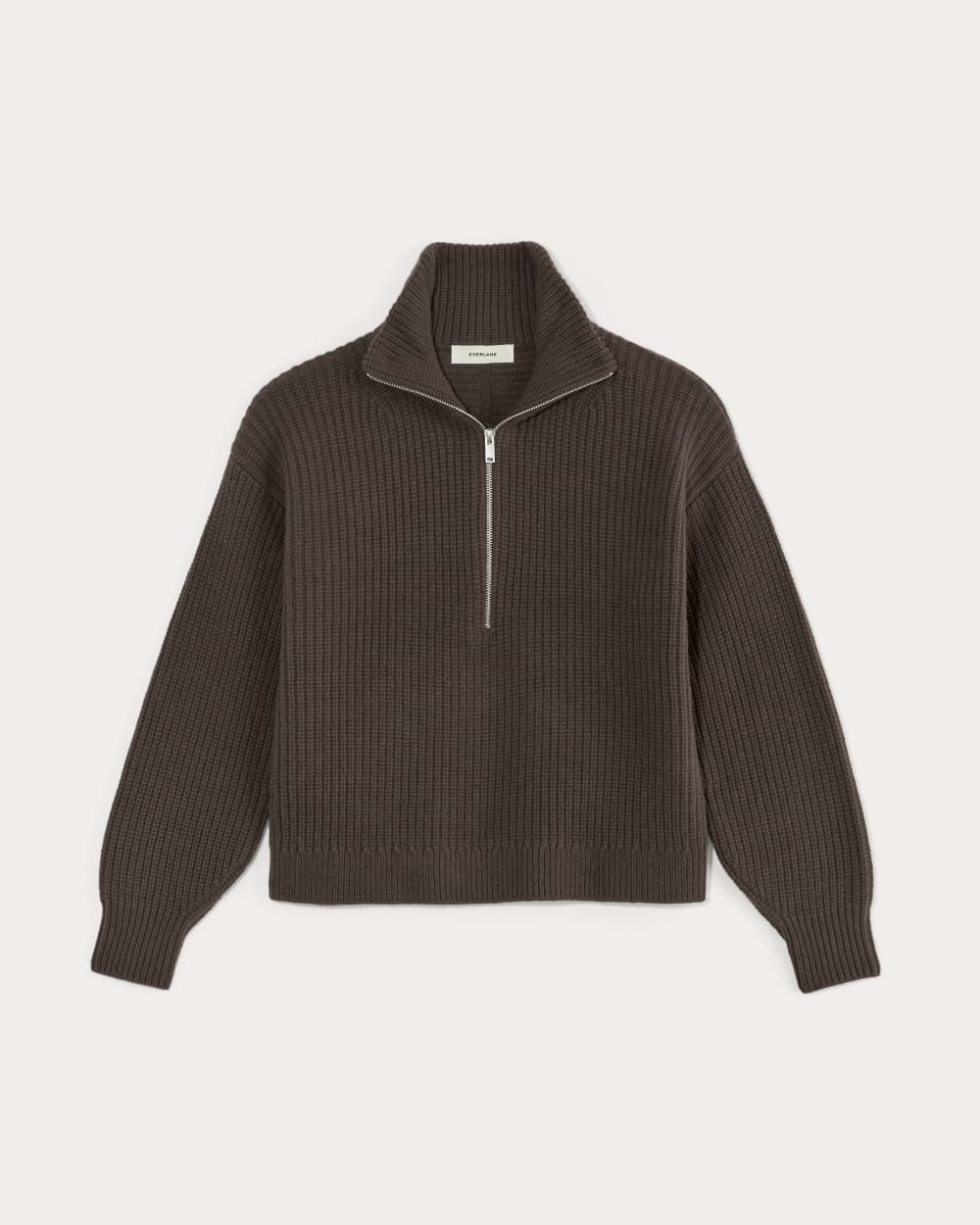 womens-felted-merino-halfzip-sweater-earth-brown | alt