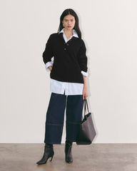 womens-wool-cashmere-cocoon-henley-sweater-black | alt