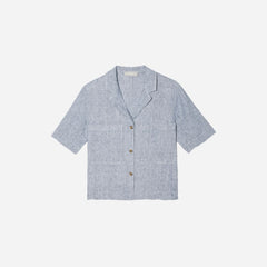 womens-linen-workwear-shirt-blue-pinstripe | alt