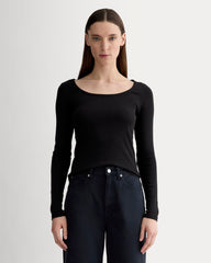 womens-pima-micro-rib-long-sleeve-tee-black | primary