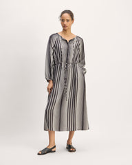 womens-tencel-gathered-maxi-dress-black-bone | primary