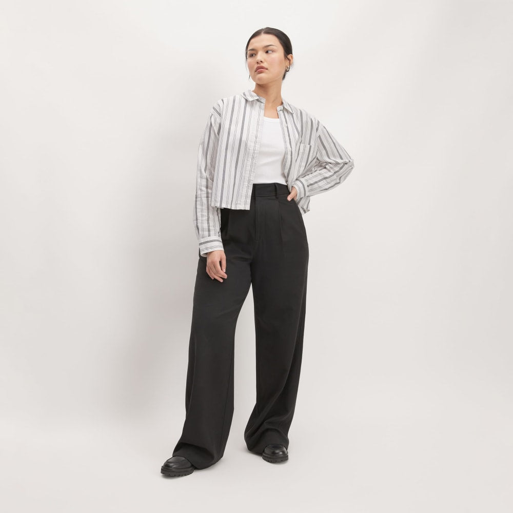 womens-silky-cttn-cropped-shirt-bone-black | primary