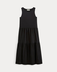 womens-tiered-dress-in-stretch-linen-black | alt