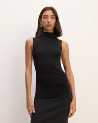 womens-viscose-mock-neck-tank-top-black | primary