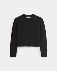 womens-cashmere-cropped-high-v-sweater-black | alt