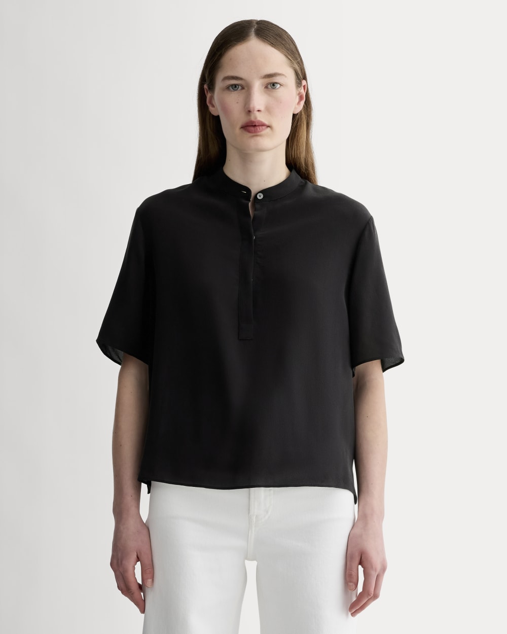 womens-washable-silk-ss-popover-top-black | primary
