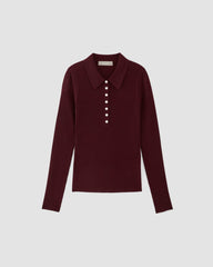womens-ultrafine-merino-ribbed-polo-burgundy | alt