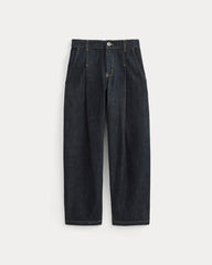 womens-high-rise-pleated-jean-dark-indigo | alt