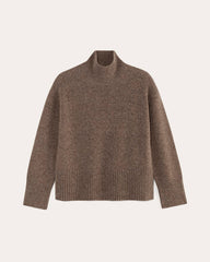 womens-cashmere-boxy-turtleneck-sweater-taupe-brown-donegal | alt