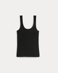 womens-light-ribbed-cami-in-soft-merino-black | alt