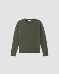 womens-cashmere-classic-crew-sweater-heather-army-green | alt