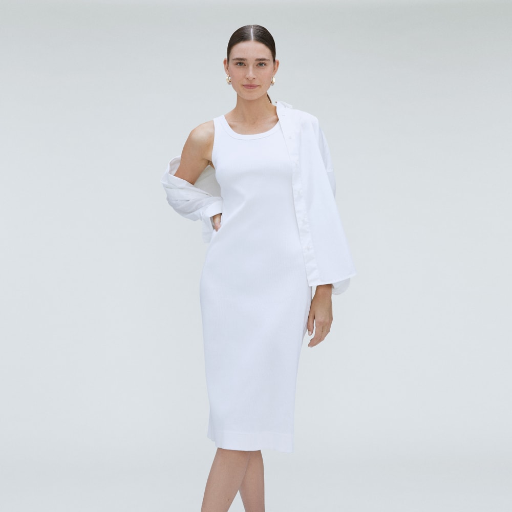 womens-ribbed-tank-dress-white | primary
