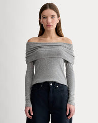womens-off-shoulder-top-butterluxe-heather-charcoal | primary