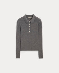 womens-ultrafine-merino-ribbed-polo-heather-mid-grey | alt