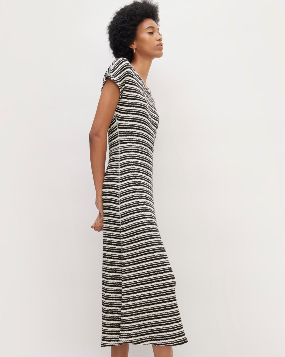 womens-rib-knit-cap-sleeve-midi-dress-bone-black