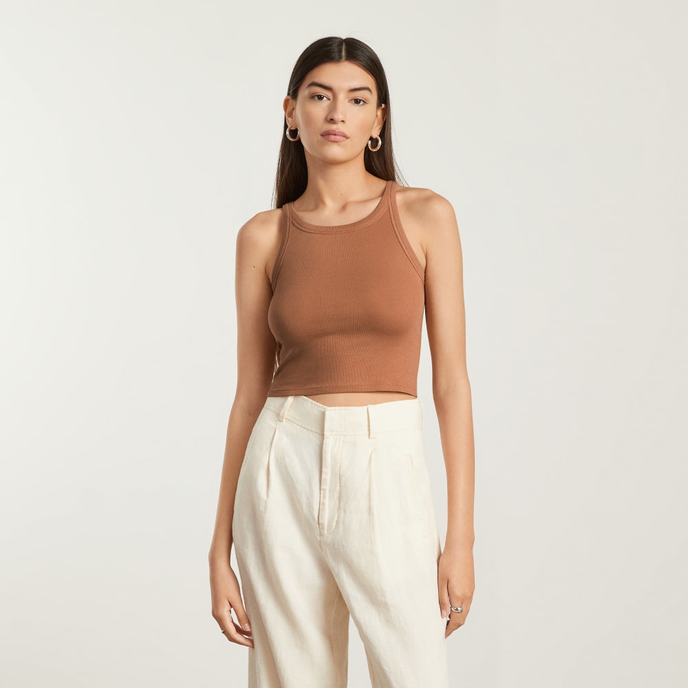womens-cropped-pima-rib-tank-tawny-brown | alt