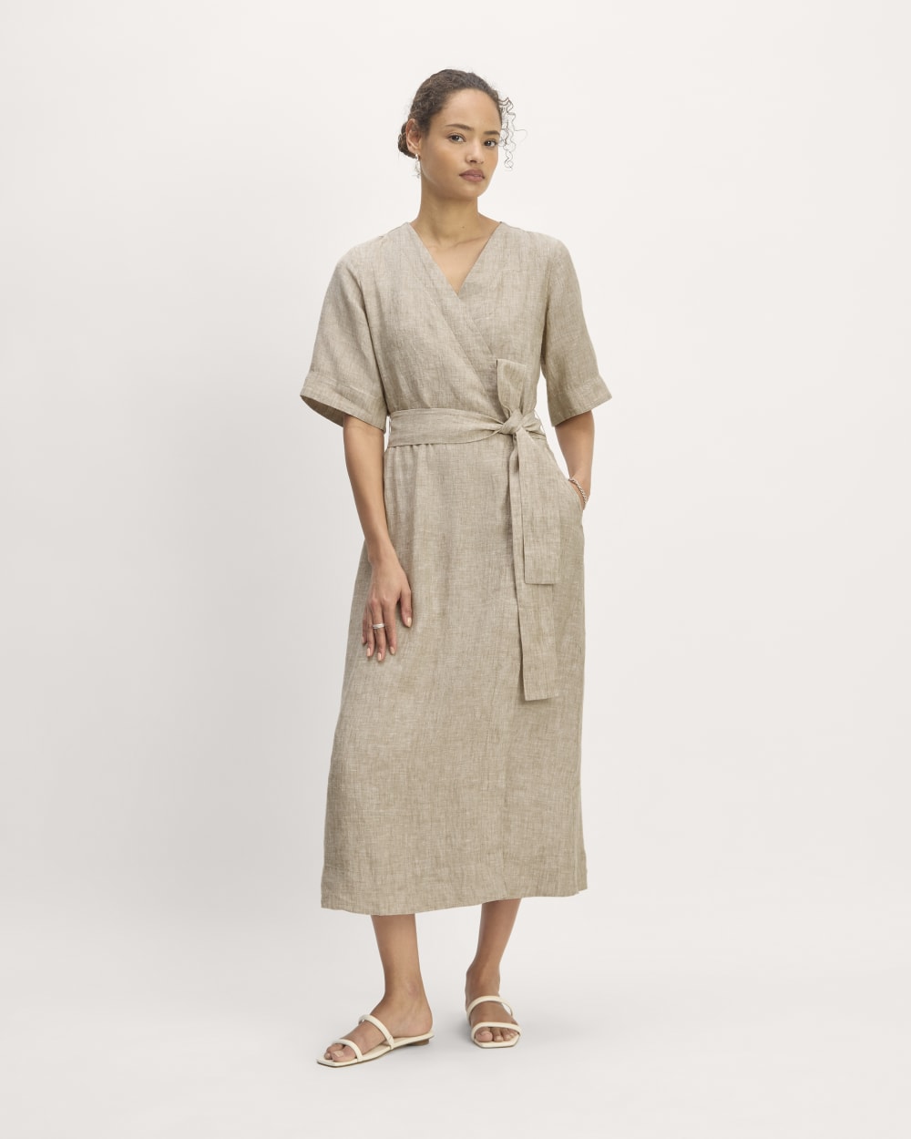 womens-short-sleeve-wrap-dress-cornstalk-chambray | primary