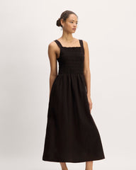 womens-gauze-smock-dress-black | primary