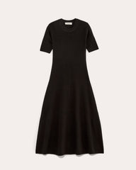 womens-cotton-blend-ribbed-sweater-dress-black | alt
